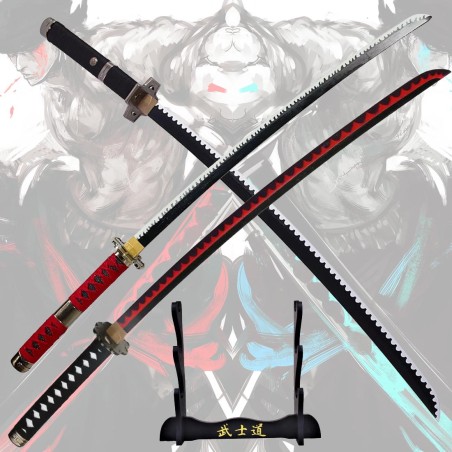 Confezione da 3 Katana Roronoa Zoro One Piece + Supporto 3 Katana