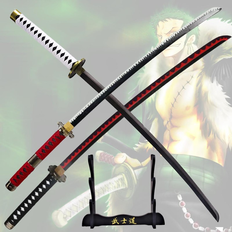 RZ2 Confezione da 3 Katana Roronoa Zoro One Piece + 3 Supporti Katana