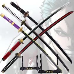 Komplettes Paket mit 5 Katanas Roronoa Zoro einteilig + Stützen