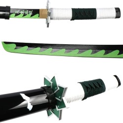 Pack Katana Cosplay Sanemi Shinazugawa Demon Slayer + Fondina da cintura