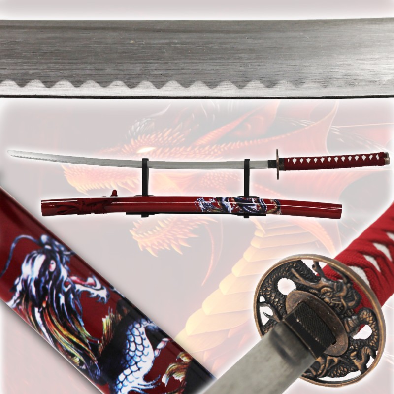 Katana in metallo del Samurai Drago Rosso