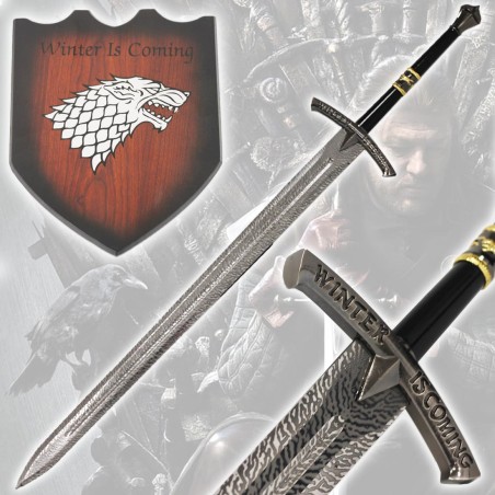 Schwert aus Metall mit dem Damaszener-Effekt von Eddard Stark aus Game of Thrones