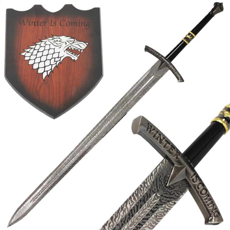 Schwert aus Metall mit dem Damaszener-Effekt von Eddard Stark aus Game of Thrones