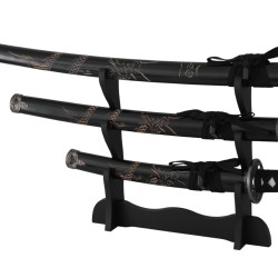 Set di 3 Katane Giapponesi Wakizashi Tanto Trilogia Nera Samurai