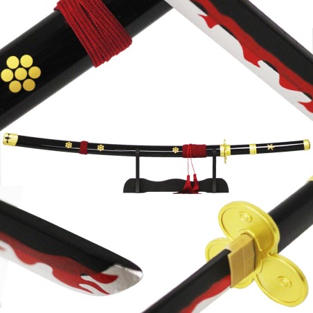 Katana in legno Enma Zoro Roronoa Black Edition One Piece