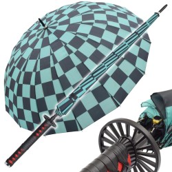 Katana Parapluie Quadrillé Vert Noir de Tanjiro Kamado Demon Slayer