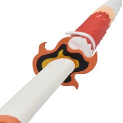 Katana Regenschirm Weiß-Orange Flammen Rengoku Kyojuro Demon Slayer