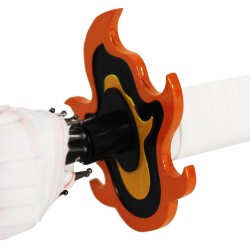 Katana Regenschirm Weiß-Orange Flammen Rengoku Kyojuro Demon Slayer