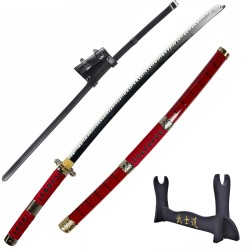 Pack Katana Cosplay Manga Zoro Roronoa One Piece Sandai Kitetsu + Holster + Support