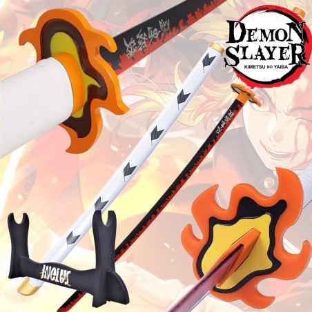 Pacchetto Katana Rengoku Kyojuro Demon Slayer + supporto per Katana