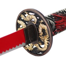 Katana Japonais en acier Dragon Rouge Zhulong