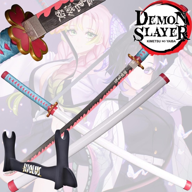Pacchetto Katana Mitsuri Kanroji Demon Slayer + supporto per Katana